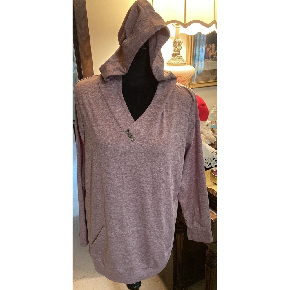 Moosungeek Womens Top XL Red Hoodie Pockets Soft